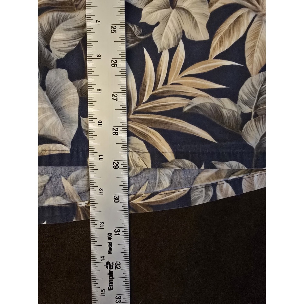 Moda Campia Moda Hawaiian Shirt Button Up Short Sleeve Men's L Blue/Tan Floral - Picture 7 of 7